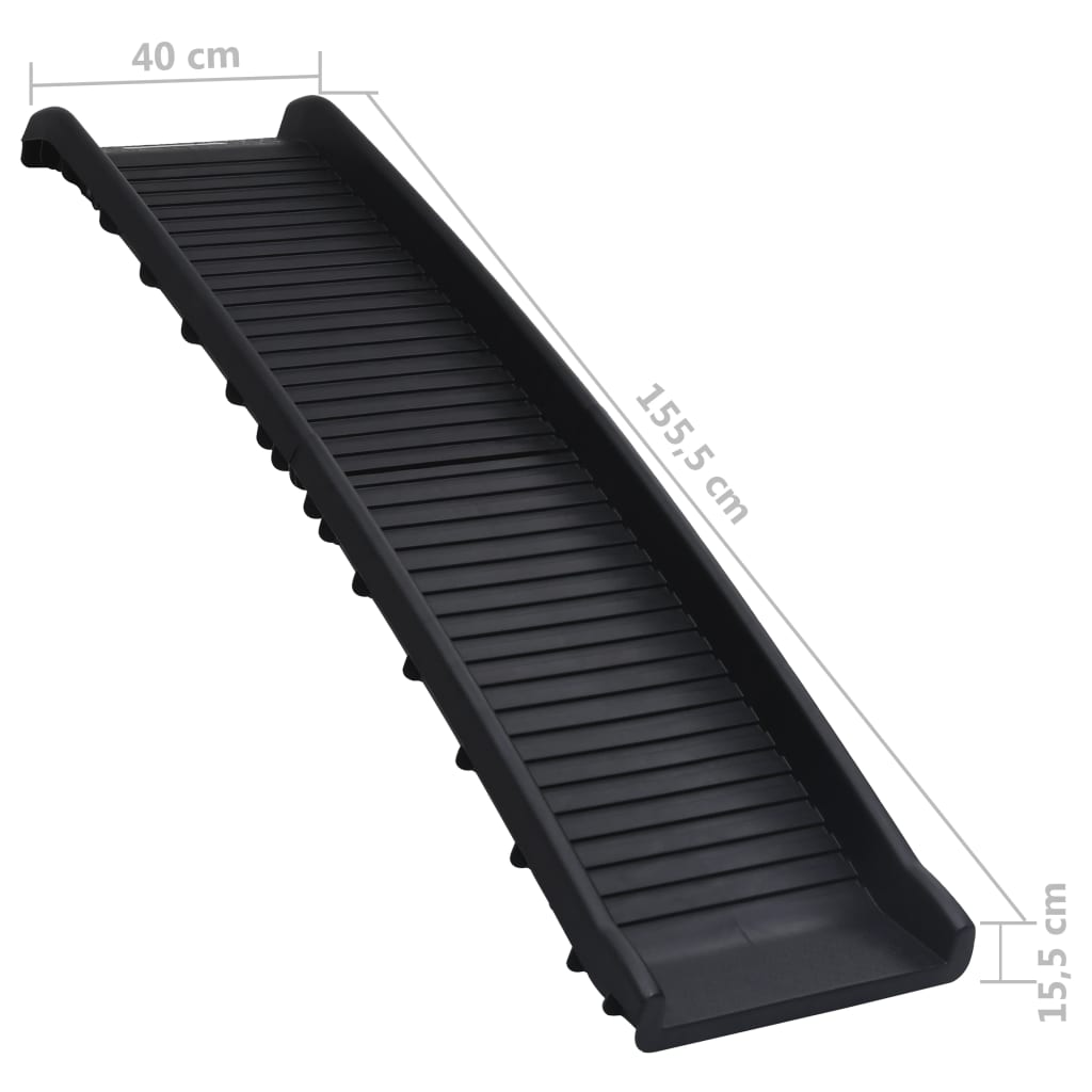 vidaXL Folding Dog Ramp Black 61.2"x15.7"x6.1"