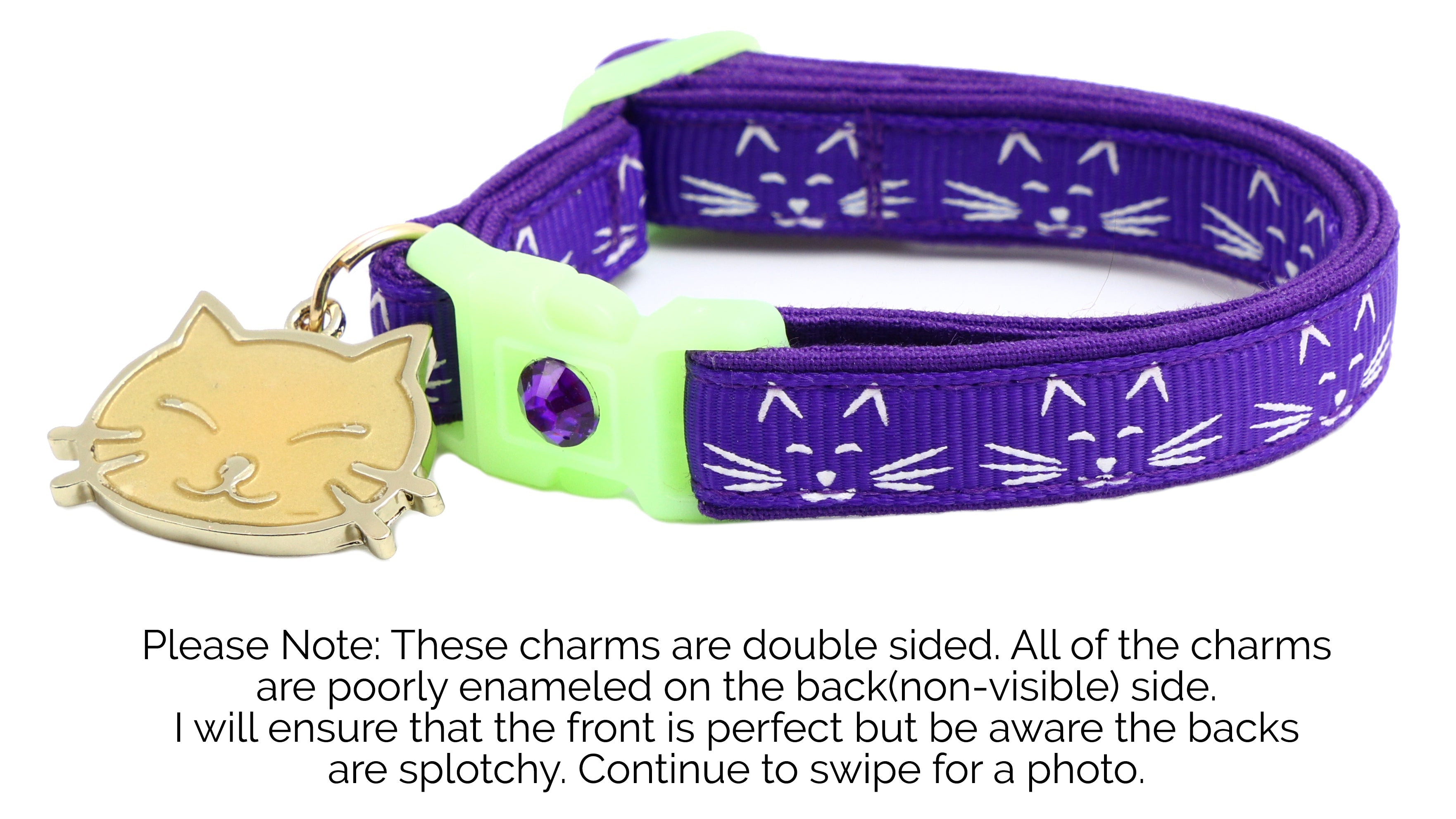 Glowing Cat Faces Breakaway Cat Collar