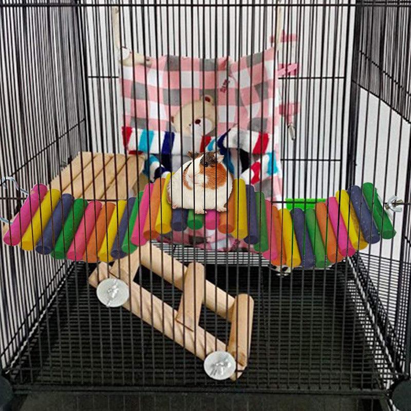Colorful Wooden Hamster Climbing Ladder Toy