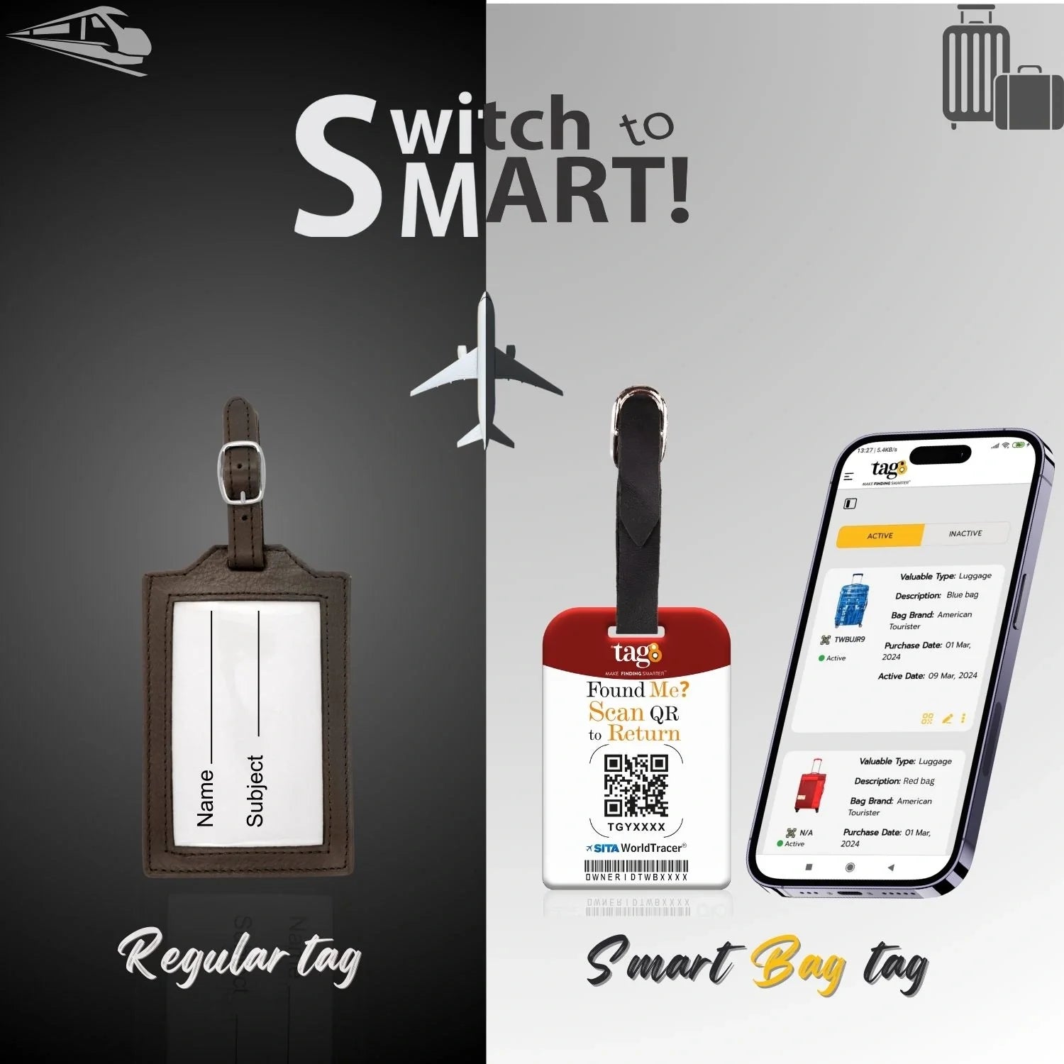 Smart Bag Security Tag - Monaco [Pack 2]