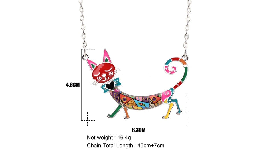 Statement Maxi Enamel Kitten Cat Choker Necklace Alloy Pendant Chain Collar Animal Pets Accessories Jewelry For Women
