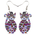 Statement Acrylic Floral Cat Kitten Earrings Big Long Drop Dangle Fashion Animal Jewelry For Girls Women Lady Accessories
